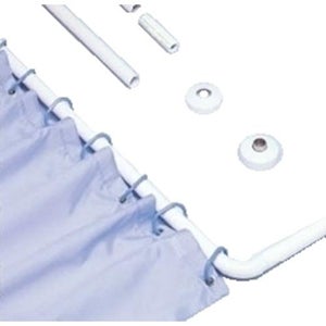 Luxury Asta ovale per tenda da doccia (anelli per tende gratuiti), montaggio a soffitto per vasca Clawfoot, barra per tende autoportante resistente, finitura nero opaco, 100 x 50 cm