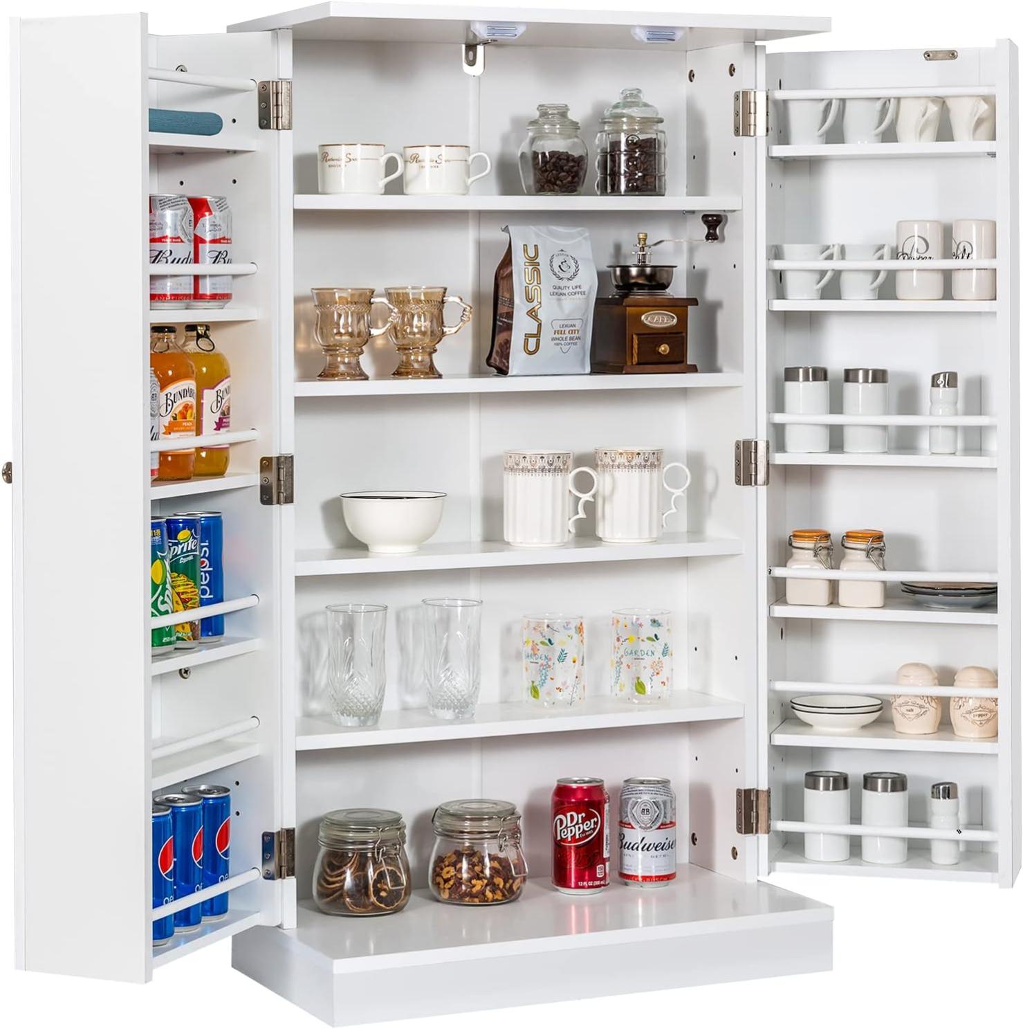 Armoire de Cuisine avec 14 Étagère, Buffet à 5 Niveaux, Meuble de