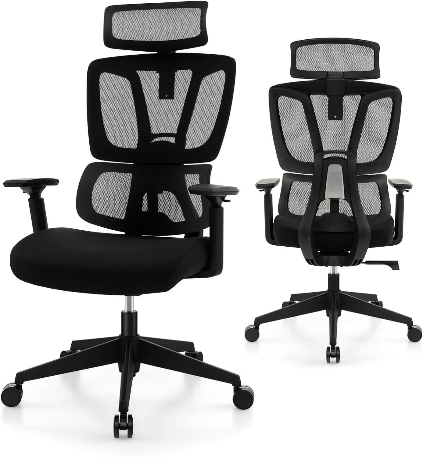 VOUNOT Fautuil D Burau Rgonomiqu Pivotant Avc Appui Têt T Dossir Toil Rspirant Noir Au Millur Prix