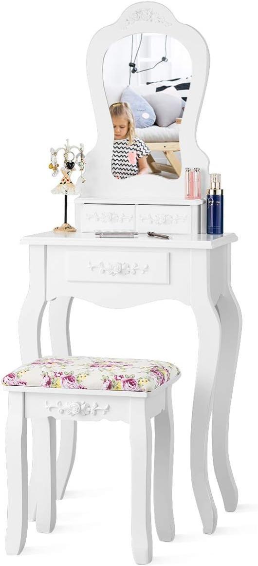 Coiffeuse Almina Blanche Avec Tabouret - VICCO - Table De Maquillage