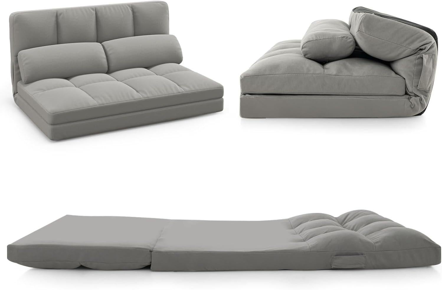 Matelas Pliant Beige 160x60cm Avec Appui-tête - Lit D'appoint, Futon Pour Invités Ou Enfant