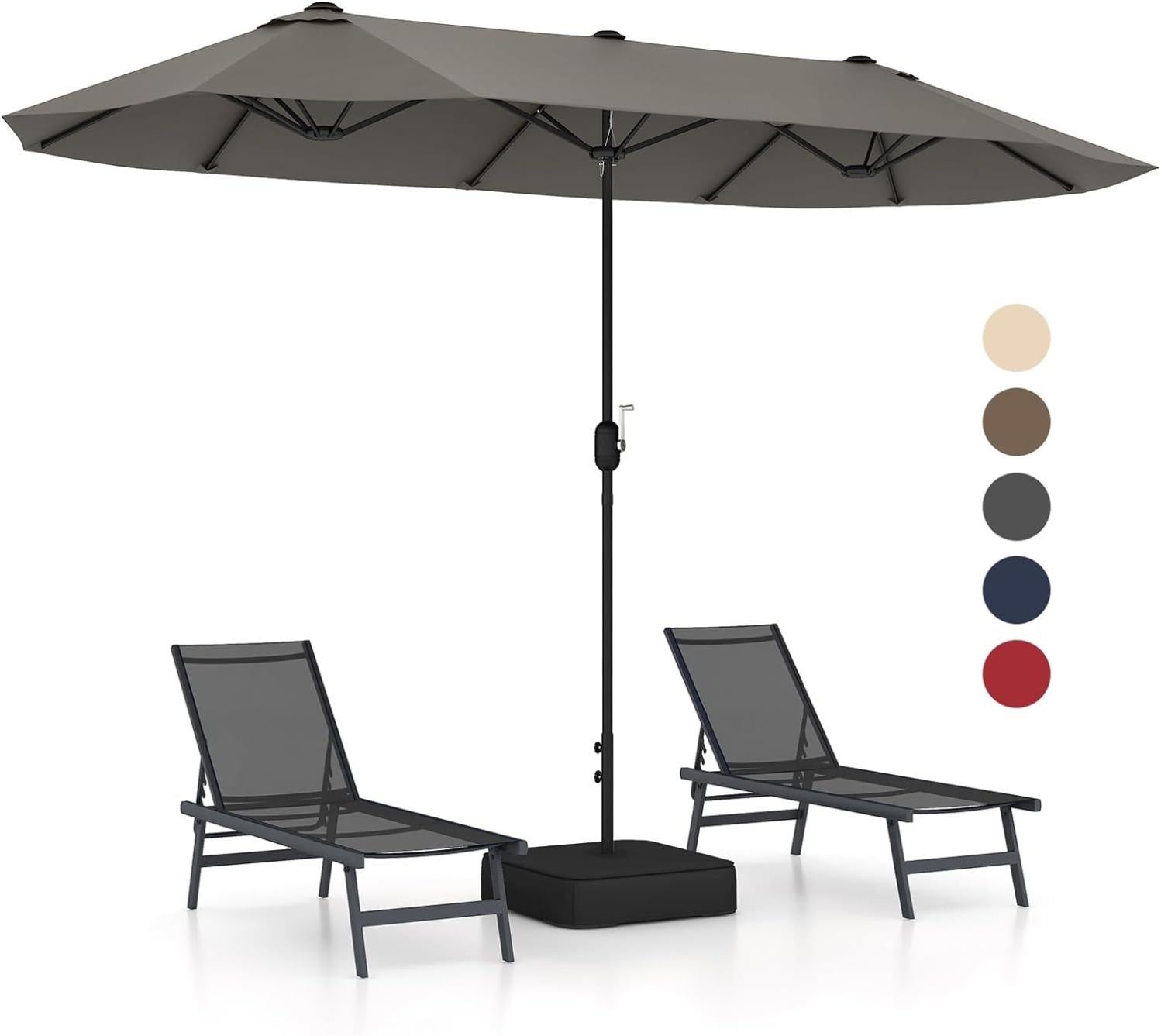 Demi Parasol Outsunny Pour Balcon - 2,3x1,3m, Polyester 180g/m² UV, Manivelle, 5 Entretoises Métal