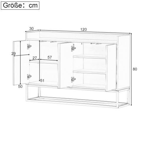 Buffet de Style minimaliste moderne, 4 portes, sans poignée, pour salle à manger, salon, cuisine (bleu marine) - 5