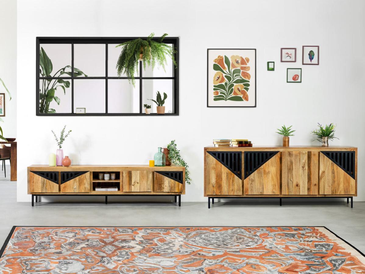 BOBOCHIC Ensemble BILBAO avec buffet 200 cm + meuble TV 200 cm bois