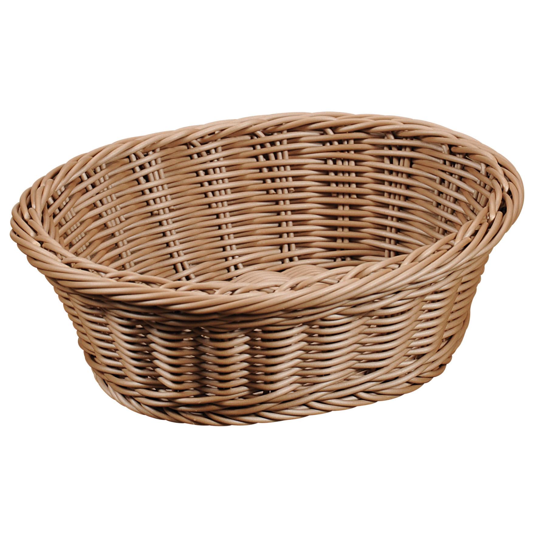 Corbeille à pain ou fruits en plastique tressé - Marron - L 28 x P 20 cm
