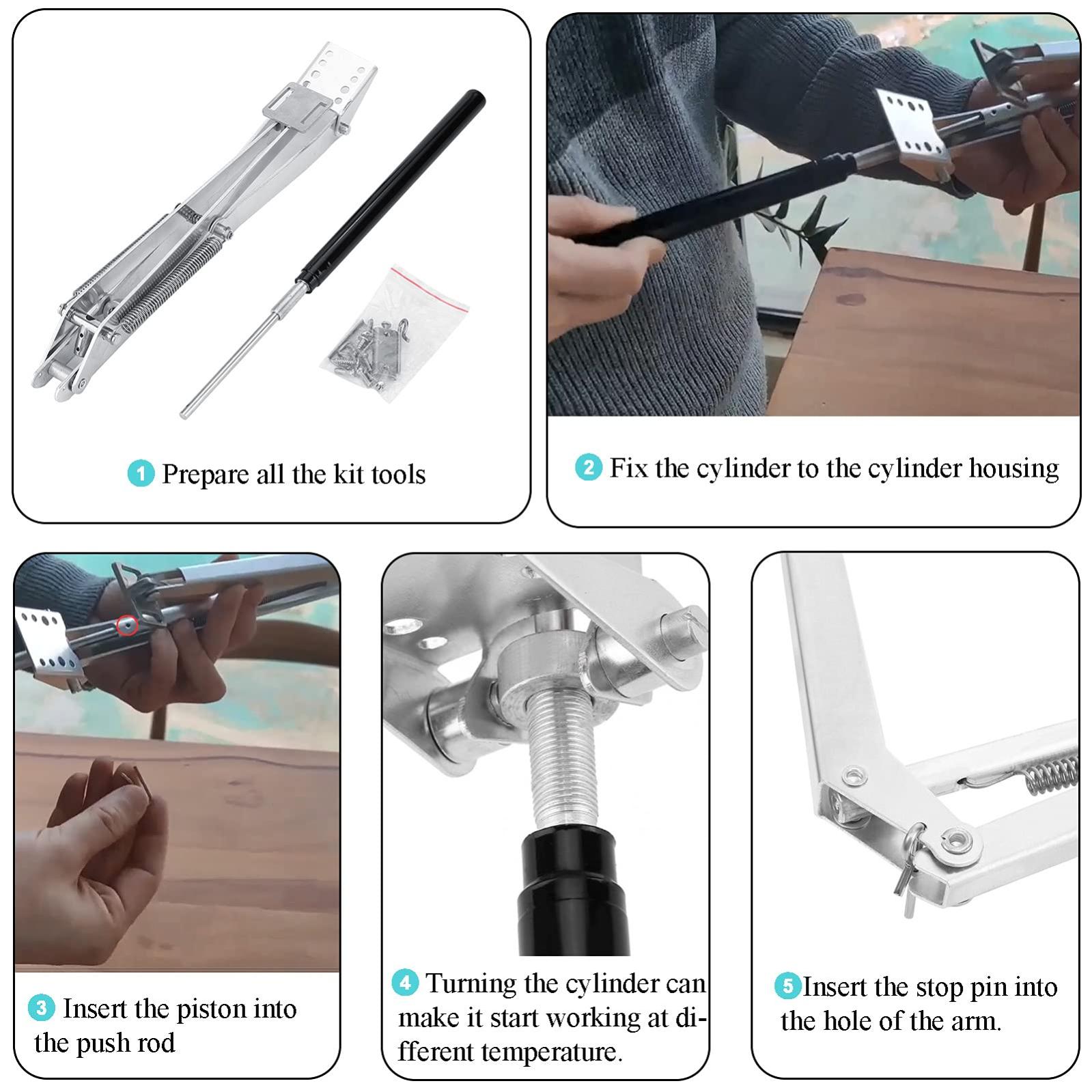 Kit d'ouverture automatique de fenêtre de serre,2 pièces,cylindre de remplacement sensible à la chaleur solaire, ouvre-évent de toit, double ressort - 3