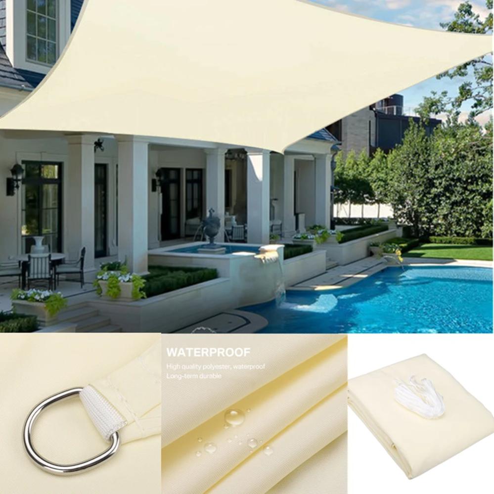 Tenda A Vela Ombreggiante Rettangolare 3x4 M - Impermeabile Con Protezione UV, Beige