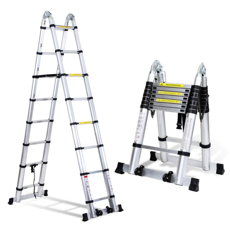 Combinaison d'échelles télescopiques en aluminium Échelle d'extension pliable en Combinaison d'échelles télescopiques en aluminium Échelle d'extension pliable en