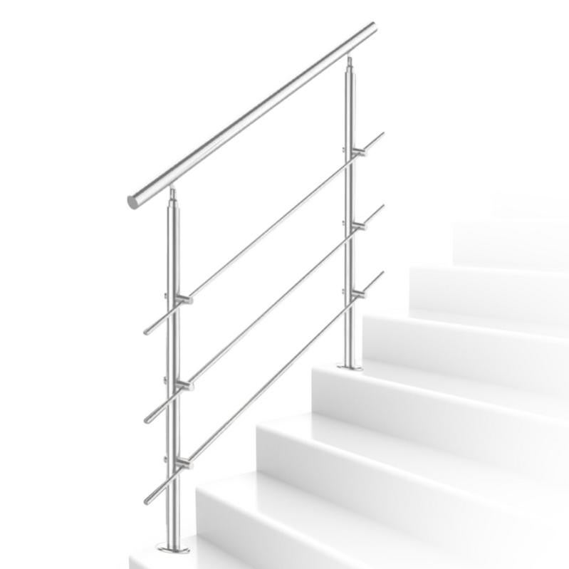 Garde-corps Rampe D'escalier Escalier Acier Inoxydable Utilisable Comme Parapet Rambarde Balcon Ou Terrasse 80cm Avec 3 Tringles 90480354