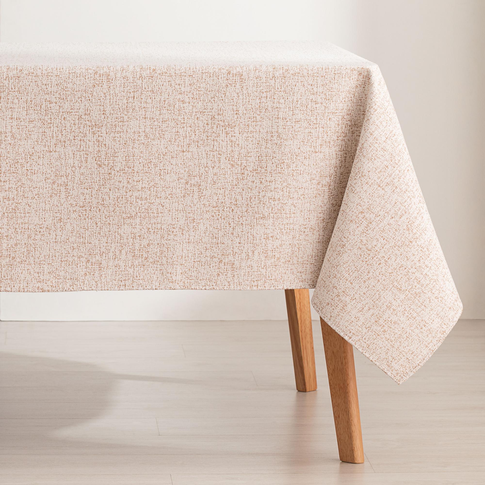 Mantel jacquard premium rectangular 140x200cm, grosor, tacto tela, caída natural, diseño con textura jares color camel