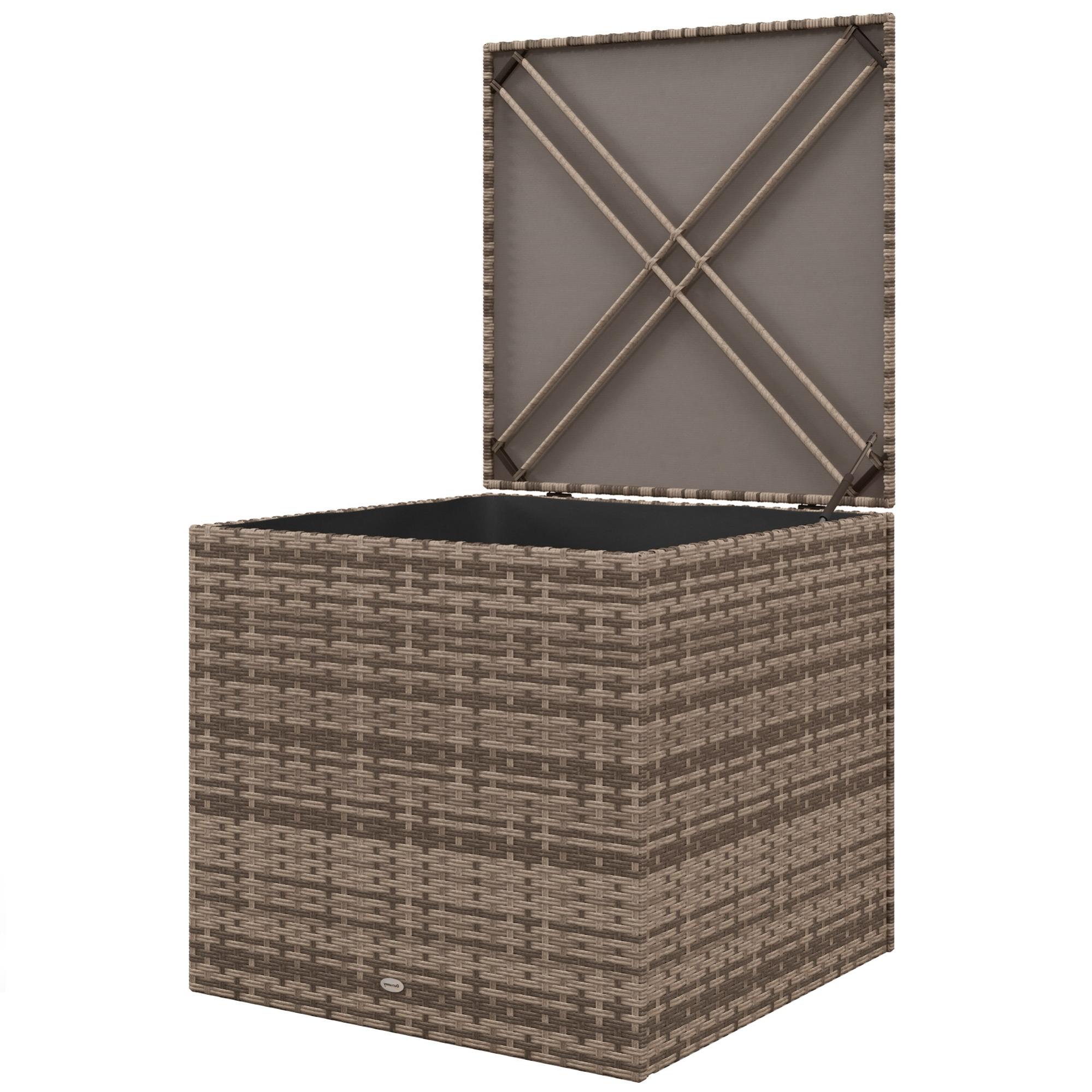 Baule Da Esterno In Rattan PE - Panca Contenitore 75x75x70 Cm - Nero/Sabbia - Foto 5