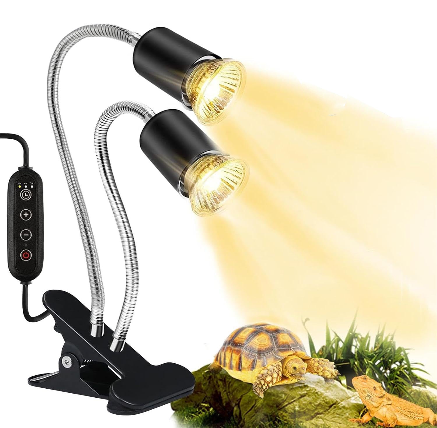 Lampe chauffante, double UVA UVB 360 °, lampe chauffante pour reptile à intensité variable pour