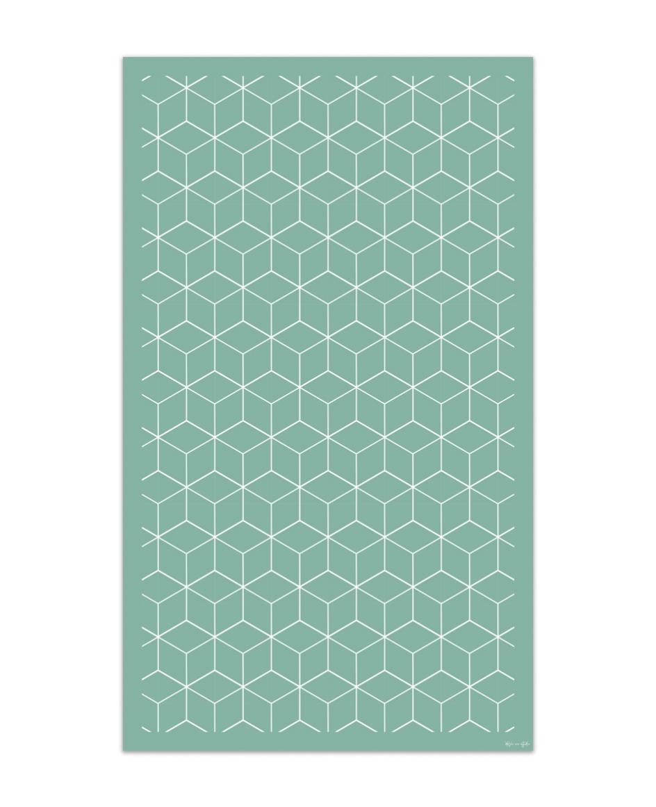 Alfombra de vinilo geométrica 06 verde 80x200 cm pvc cocina salón comedor