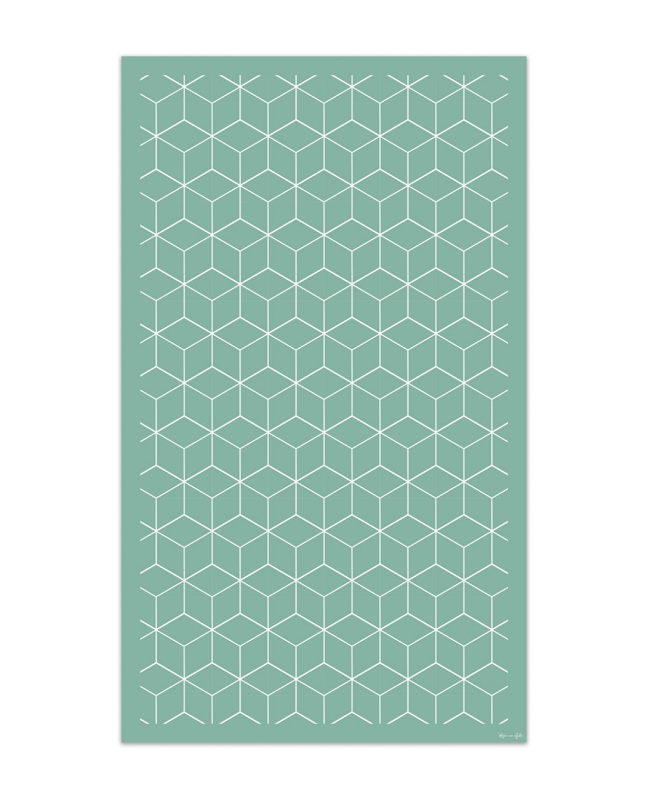 Alfombra de vinilo geométrica 06 verde 65x110 cm pvc cocina salón comedor