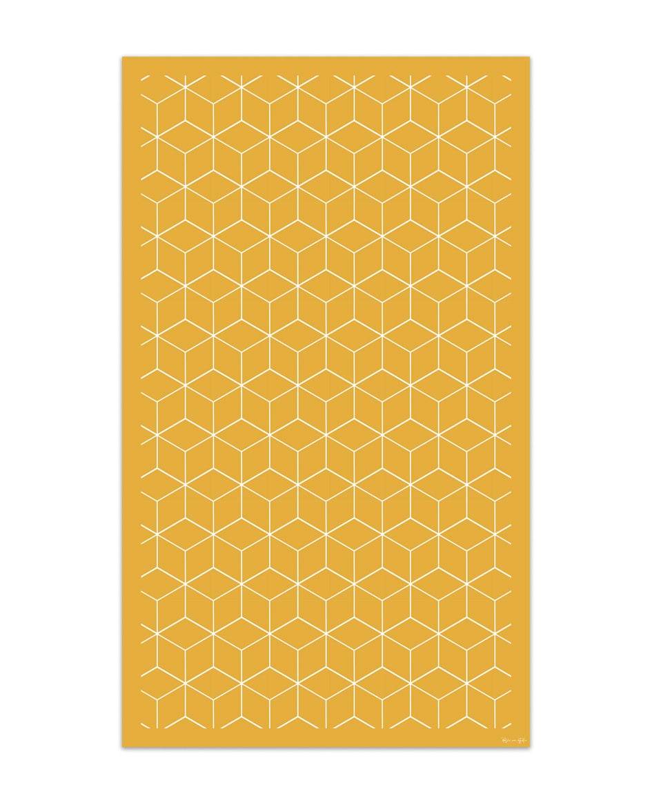Alfombra de vinilo geométrica 06 amarilla 300x200 cm pvc cocina salón comedor