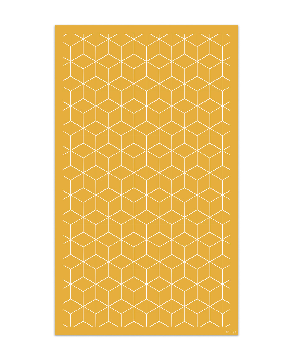 Alfombra de vinilo geométrica 06 amarilla 120x200 cm pvc cocina salón comedor