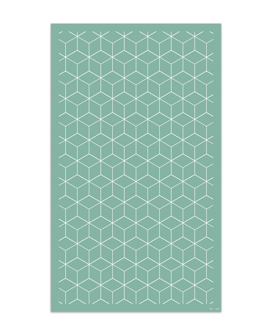 Alfombra de vinilo geométrica 06 verde 300x200 cm pvc cocina salón comedor