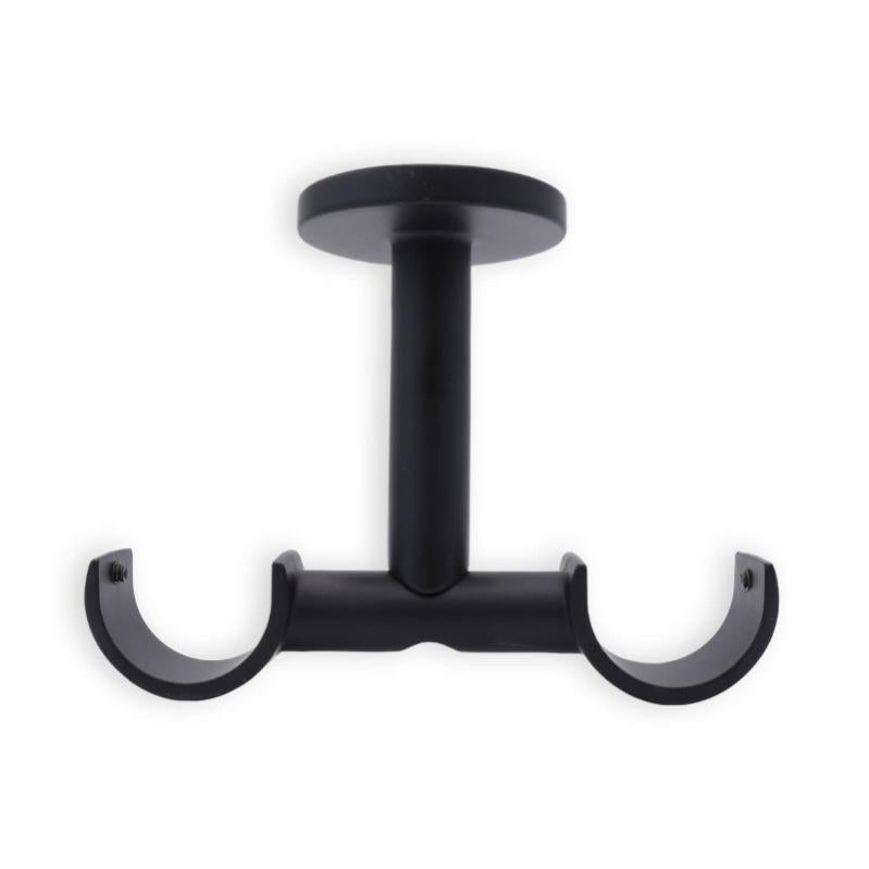 2 supports de Tringle à Rideaux, Double, Noir, D.28, Fixation au Plafond Leroy Merlin