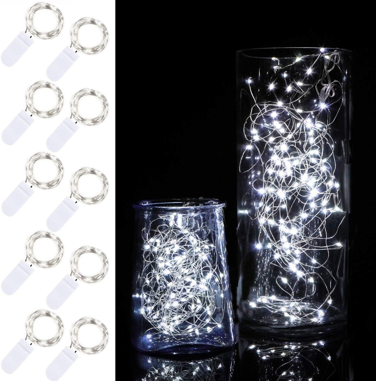 Guirlande Lumineuse Fée étoilée 1m – 20 LEDs Blanc Chaud – Fonction Minuterie 6h – Alimentation Piles – Pour Chambre, Déco
