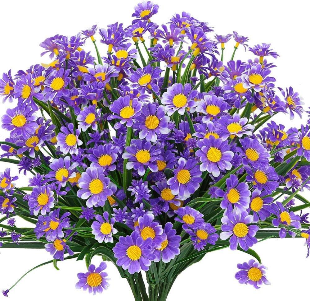 12 Fleurs Artificielles Orange Marguerite | En Soie, Décoration Automne | Pour Intérieur Et Extérieur | Bouquet Réaliste Sans Entretien