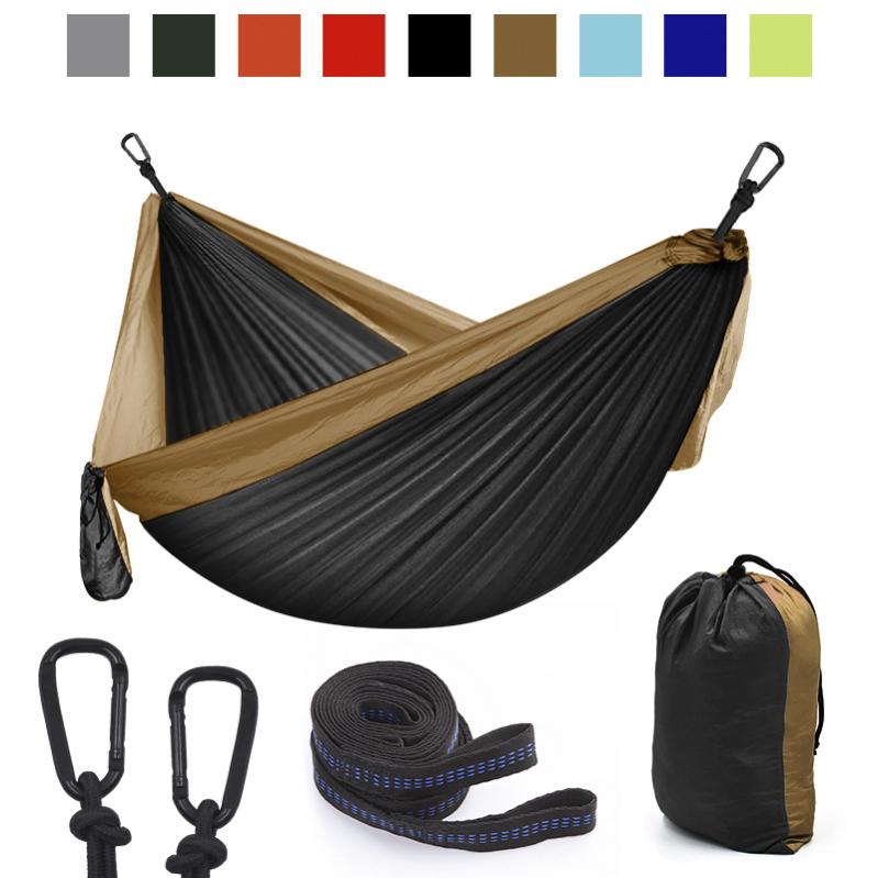 Hamac D'extérieur Camping 2 Places 300 Kg - 300 X 200 Cm Nylon Parachute Portable Pour Jardin Et Voyage
