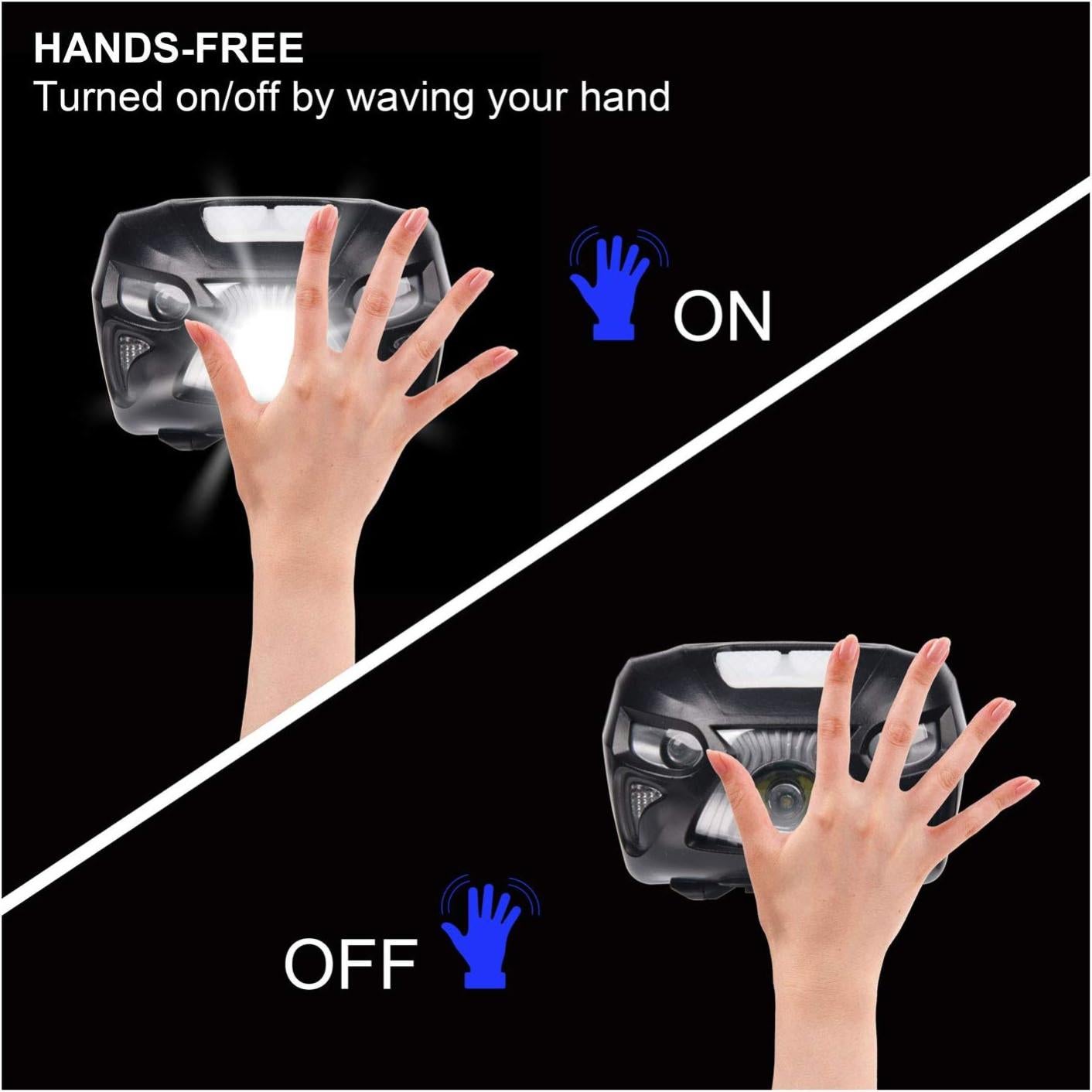 Lampe Frontale Led Rechargeable USB Torche Frontale Puissante avec 400LM, 8 Modes d’Eclairage, IPX4 Étanche, Détecteur de Mouvement - 4