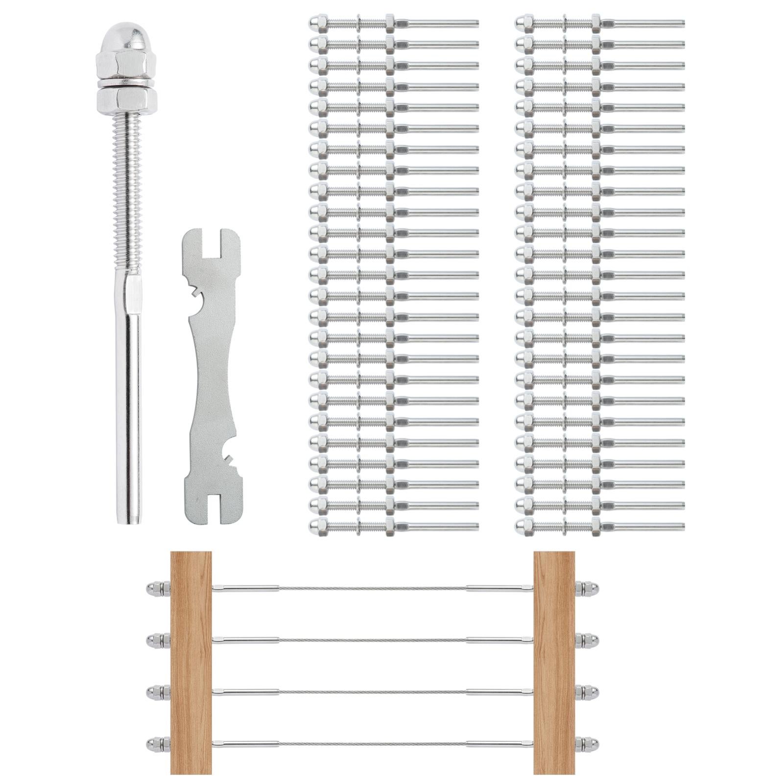 122 Bornes Garde-Corps Câble - Acier Inox T316 - Pour Câble 1/8" - Escalier & Terrasse