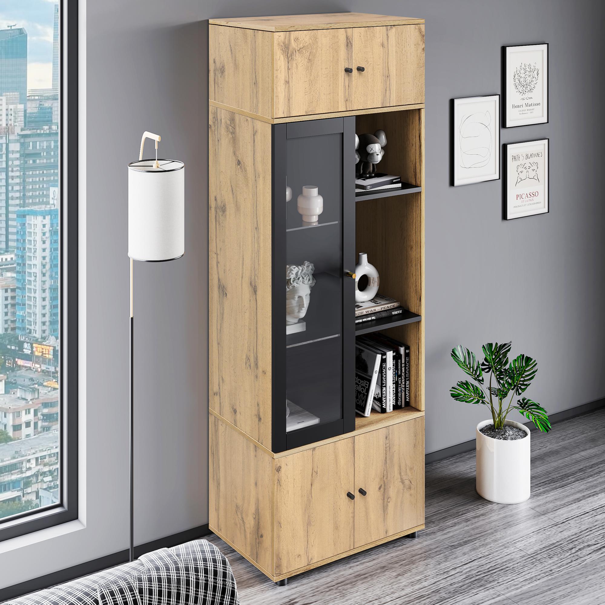 Vitrine imitation bois de 185 cm de hauteur, vitrines sur pied, 2 ...