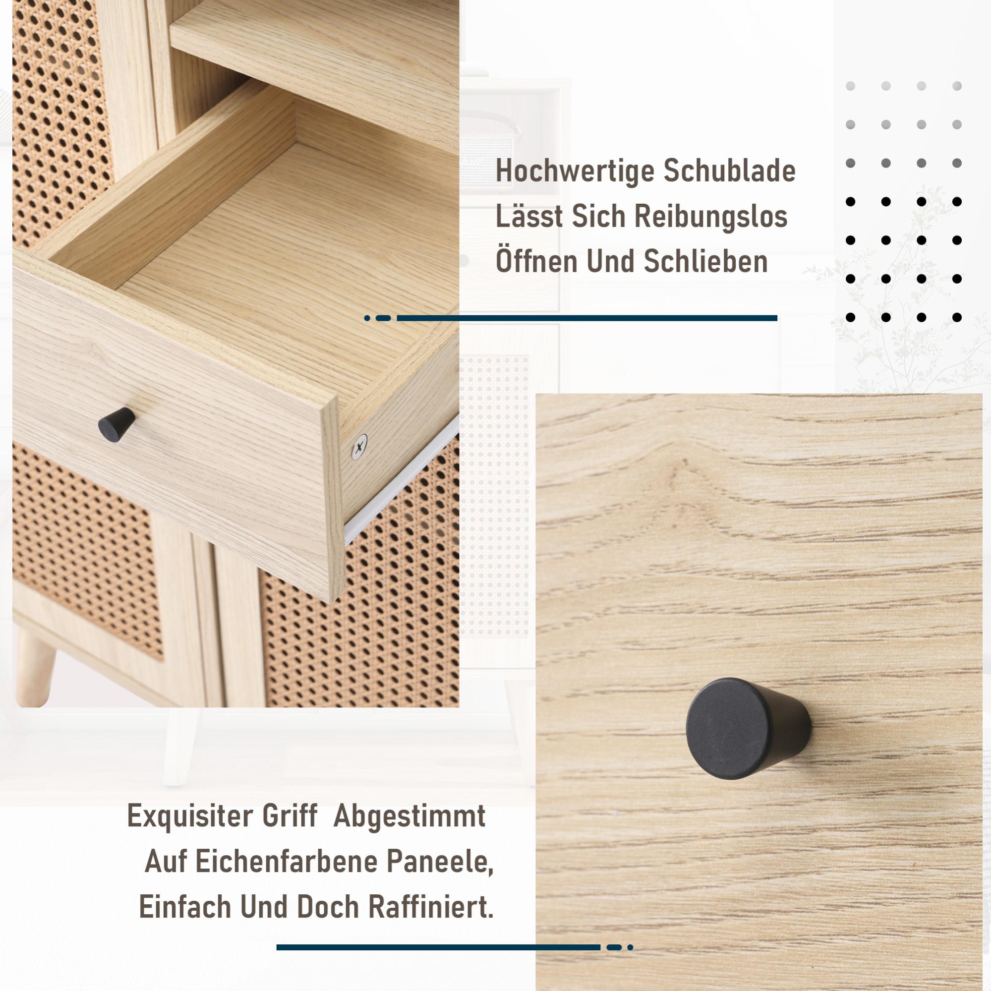 Buffet aspect bois, 2 portes en rotin, 1 tiroir, meuble d'angle,buffet de rangement avec grand espace de rangement, 60*40*101cm - 9