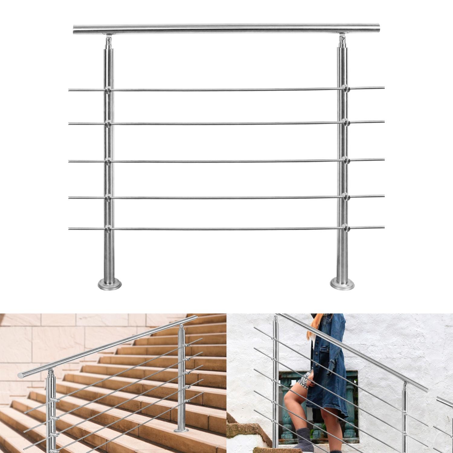 Main Courante - NAIZY - 180cm - Acier Inoxydable - Intérieur Main Courante - NAIZY - 180cm - Acier Inoxydable - Intérieur