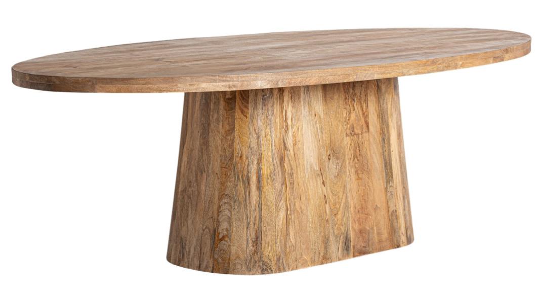 Table à Manger Ovale Merisier Massif Ernest Ménard 6-8 Places 115x110cm