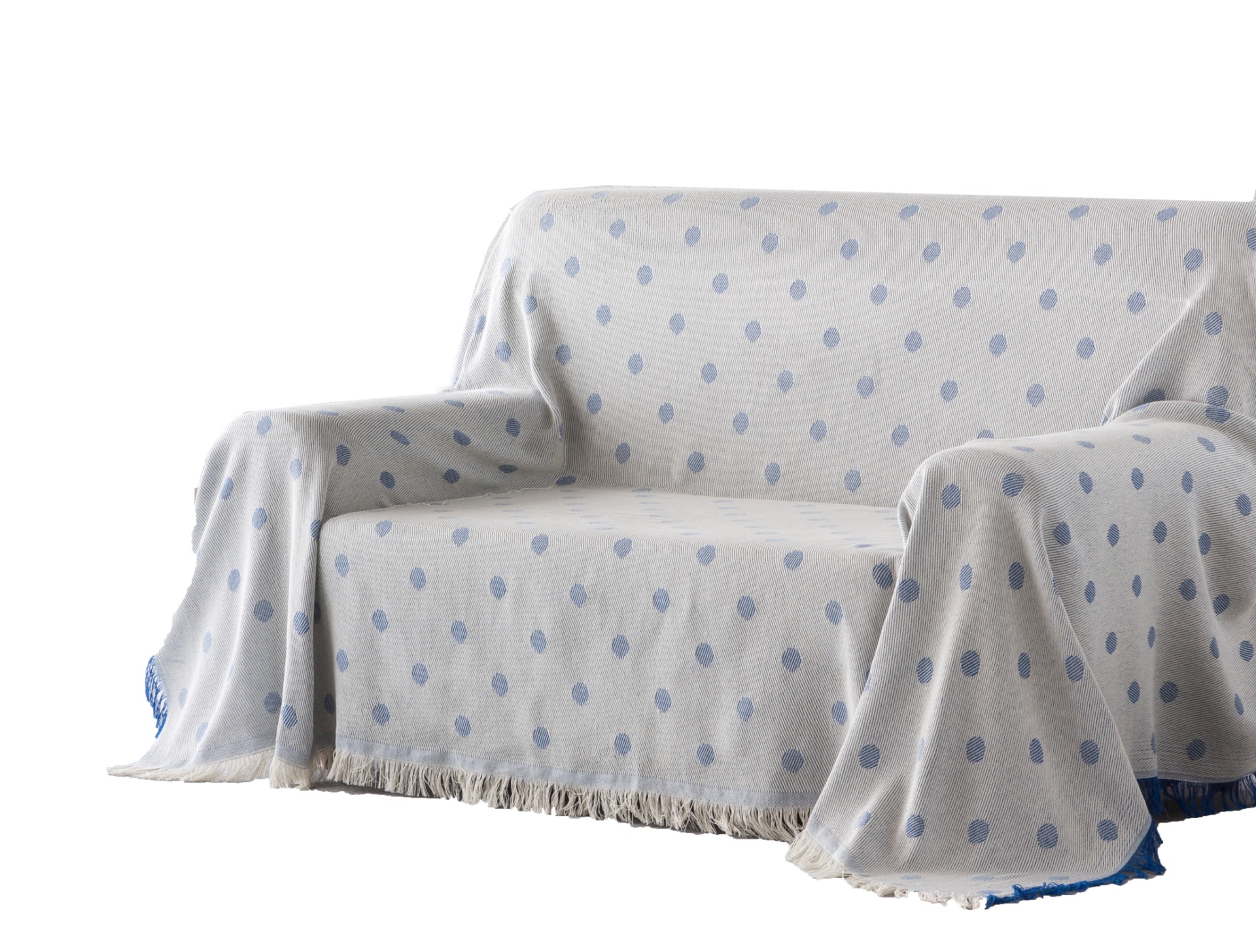 Estoralis   plaid multiusos tejido jacqard   con fleco ( 180x260 cm. anchoxalto ) modelo lunares color azul