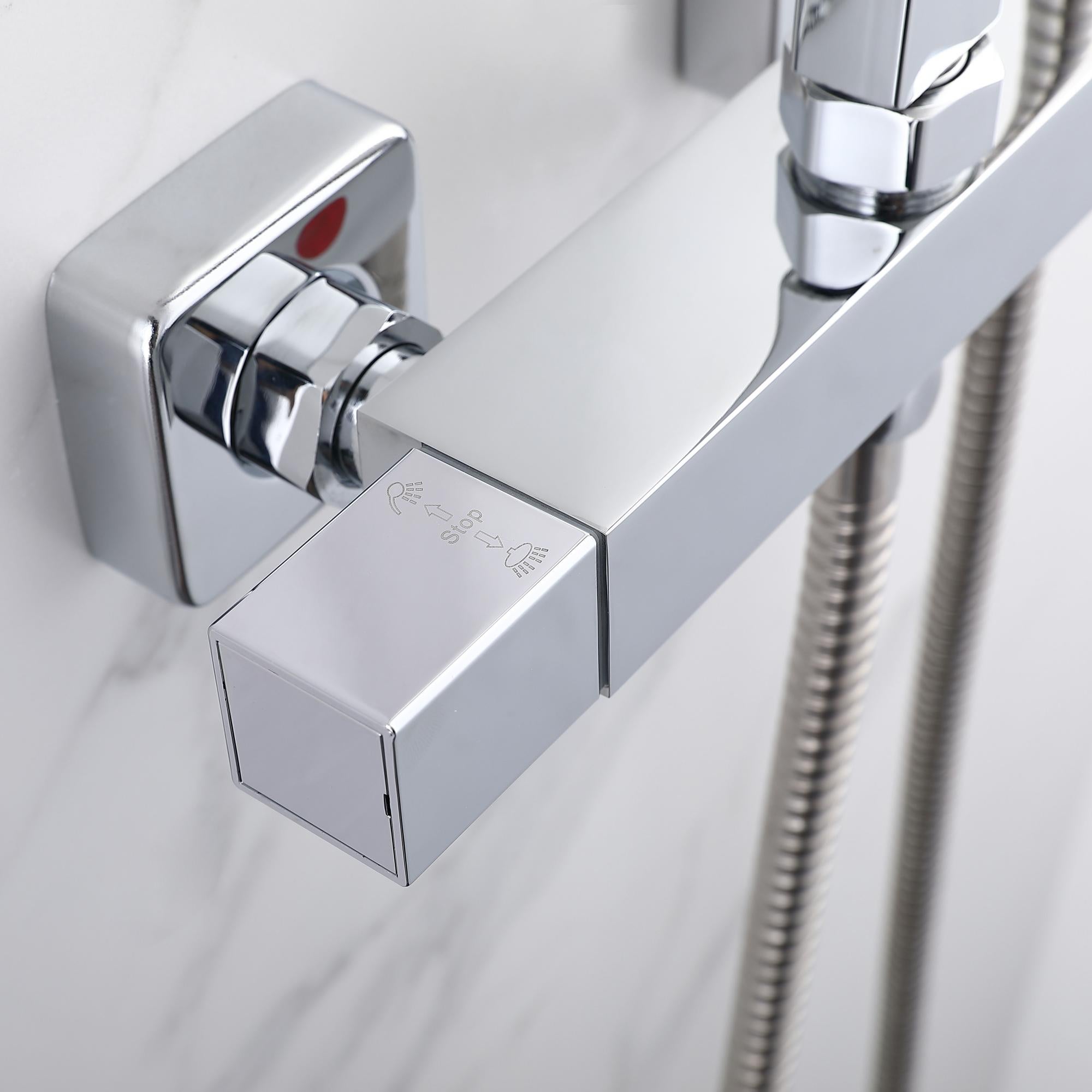 Ensemble de douche, colonne de douche thermostatique carrée, chromé, ensemble réglable en hauteur OCEAN - 5