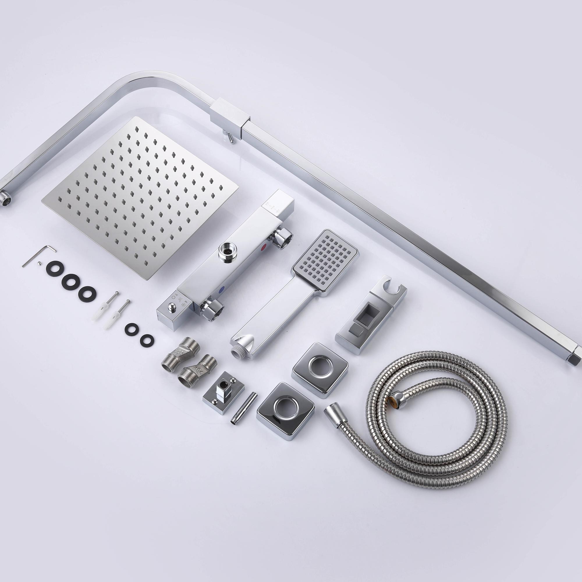 Ensemble de douche, colonne de douche thermostatique carrée, chromé, ensemble réglable en hauteur OCEAN - 3