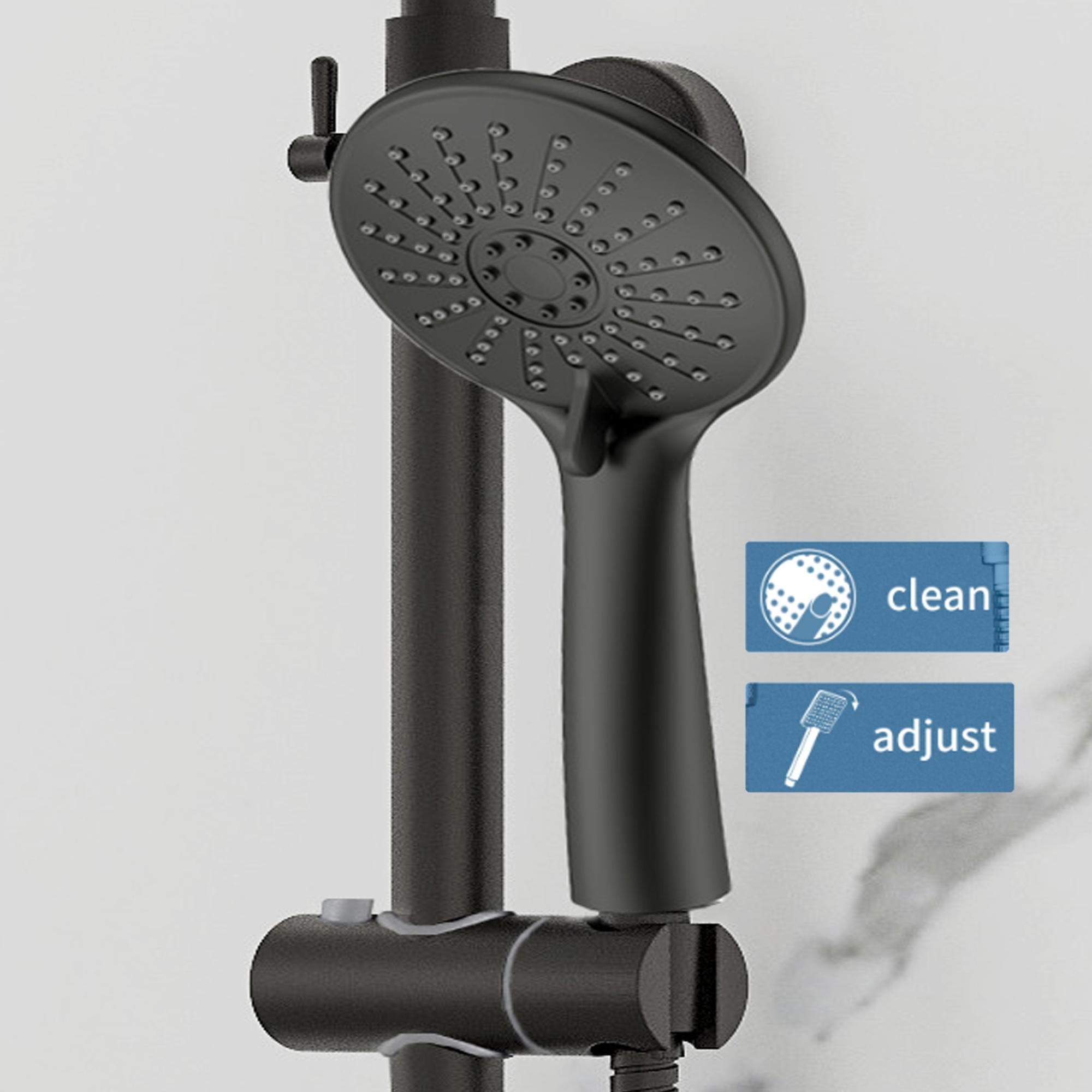 OCEAN Colonne de douche thermostatique Système de douche Ensemble de douche avec 3 douchettes Douchette à main Ensemble de douche réglable noir mat - 7