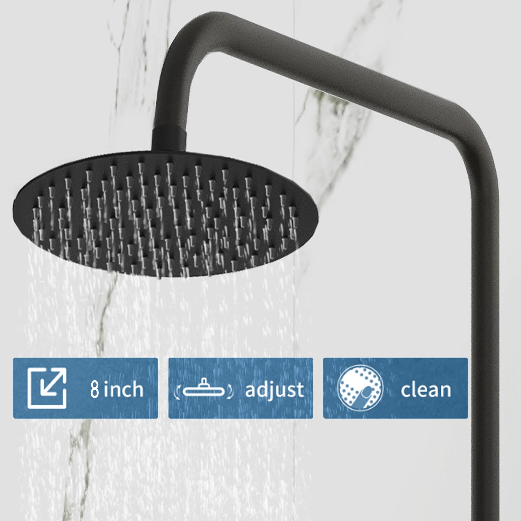 OCEAN Colonne de douche thermostatique Système de douche Ensemble de douche avec 3 douchettes Douchette à main Ensemble de douche réglable noir mat - 6