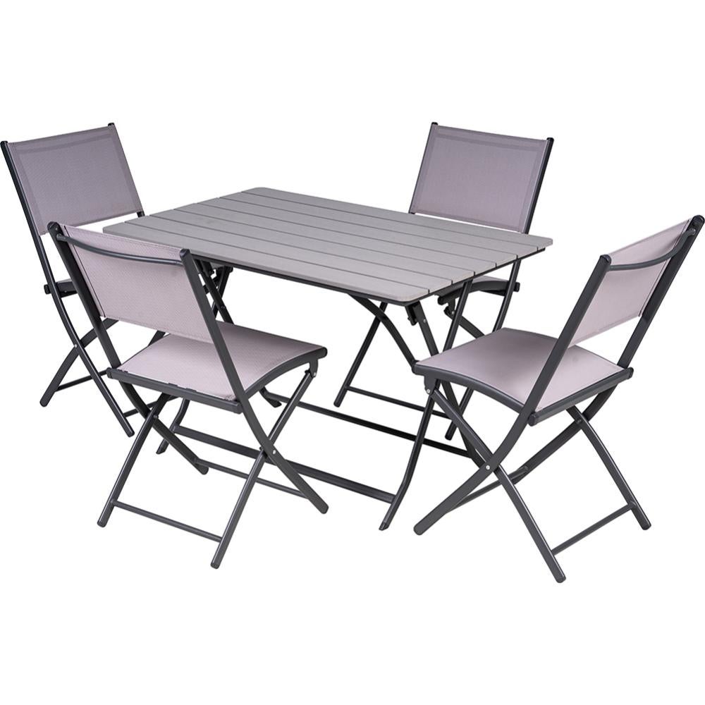 Set Tavolo E 4 Sedie Pieghevoli In Polyrattan - Per Esterno, 120x60 Cm, Nero, Struttura Acciaio, Per Giardino E Terrazzo - Foto 9
