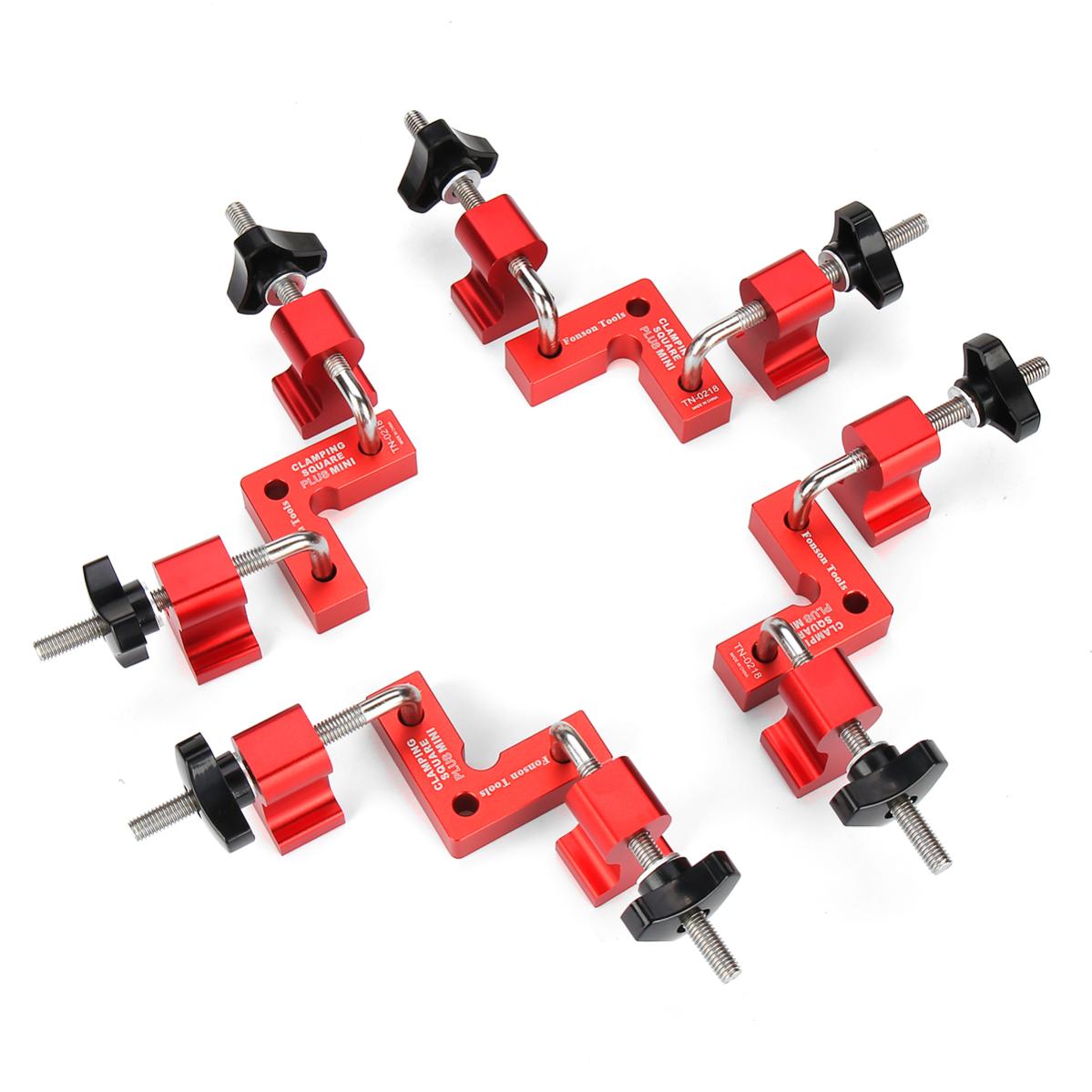 Bloc De Positionnement à 90° Preciva - 4 Sets + 8 Pinces - Aluminium Rouge - Pour Assemblage Bois, Meubles, Cadres - 10