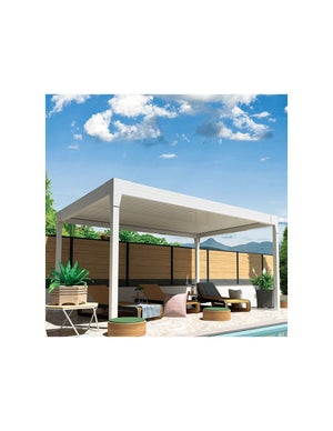 Pergola bioclimatique HELY îlot 4,50x3,050m Vérin à  télécommande (Blanc)