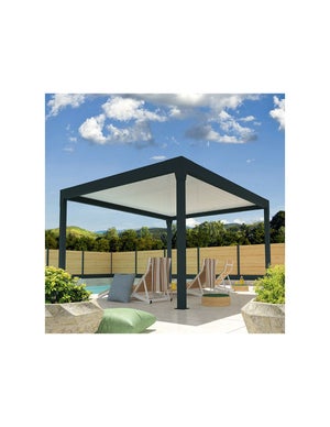 Pergola Bioclimatique AVANOA îlot 4,00x3,013 M Vérin à  Télécommande (Gris anthracite / Blanc)