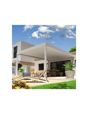 Pergola bioclimatique HELY 4,50x6,037m Vérin à  télécommande (Blanc)