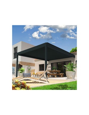 Pergola bioclimatique HELY 4,50x6,037m Vérin à  télécommande (Gris anthracite)