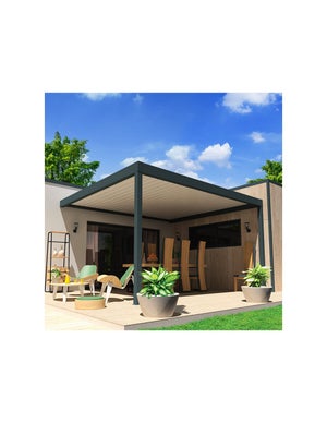 Pergola Bioclimatique AVANOA perpendiculaire 4,576x3,00 M Vérin à  Télécommande (Gris anthracite / Blanc)