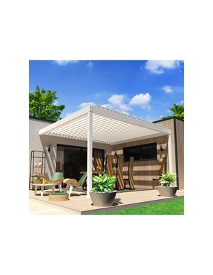 Pergola Bioclimatique AVANOA perpendiculaire 3,001x3,00 M Vérin à  Télécommande (Blanc)