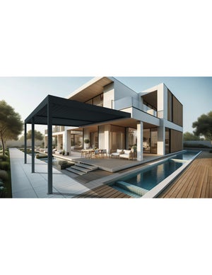 Pergola bioclimatique HELY 8,00x6,037m Vérin à  télécommande (Gris anthracite)