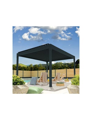 Pergola Bioclimatique AVANOA îlot 4,00x4,588 M Vérin à  Télécommande (Gris anthracite)