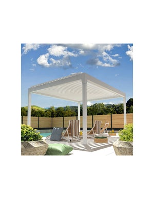 Pergola Bioclimatique AVANOA îlot 3,50x3,538 M Vérin à  Télécommande (Blanc)