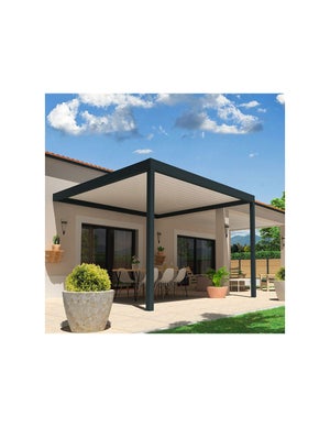 Pergola Bioclimatique AVANOA 4,00x4,088 M Vérin à  Télécommande (Gris anthracite / Blanc)