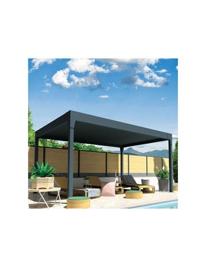 Pergola bioclimatique HELY îlot 4,50x6,030m Vérin à  télécommande (Gris anthracite)