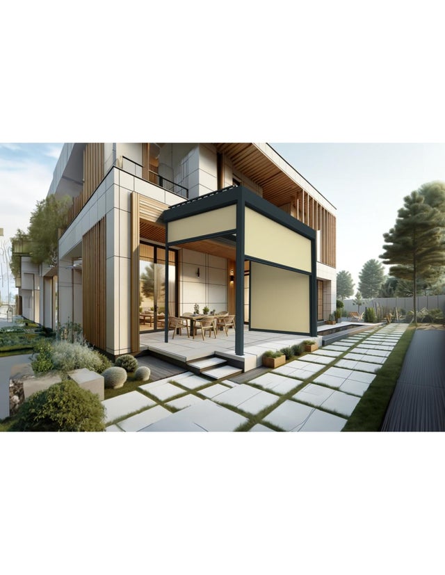 Coffre à  coulisses pour pergola AVANOA 3,00x2,50m (Ecru - Gris anthracite)